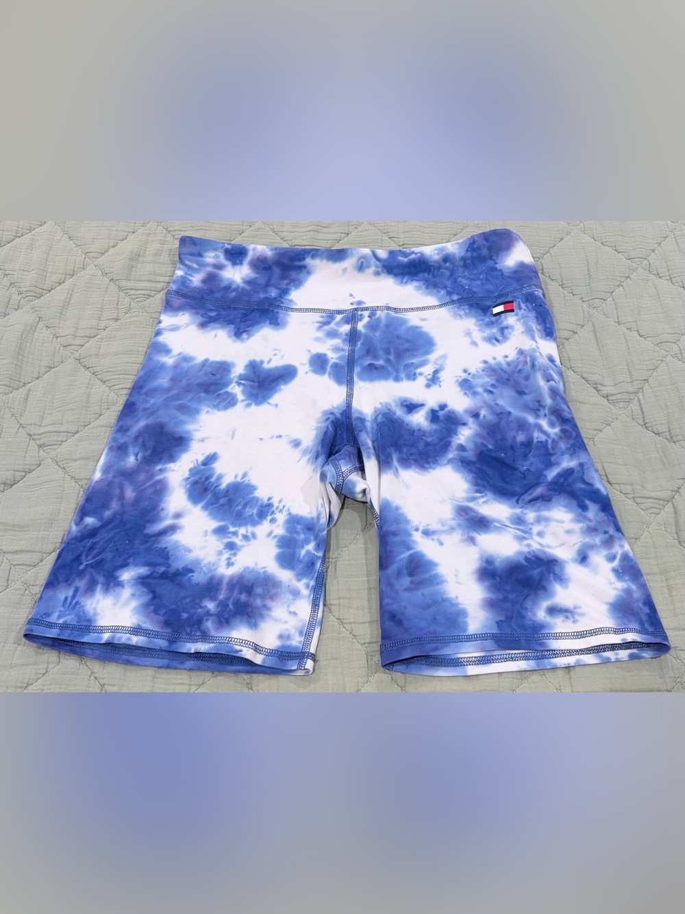 Tommy Hilfiger Blue and White Tie-Dye Bike Shorts